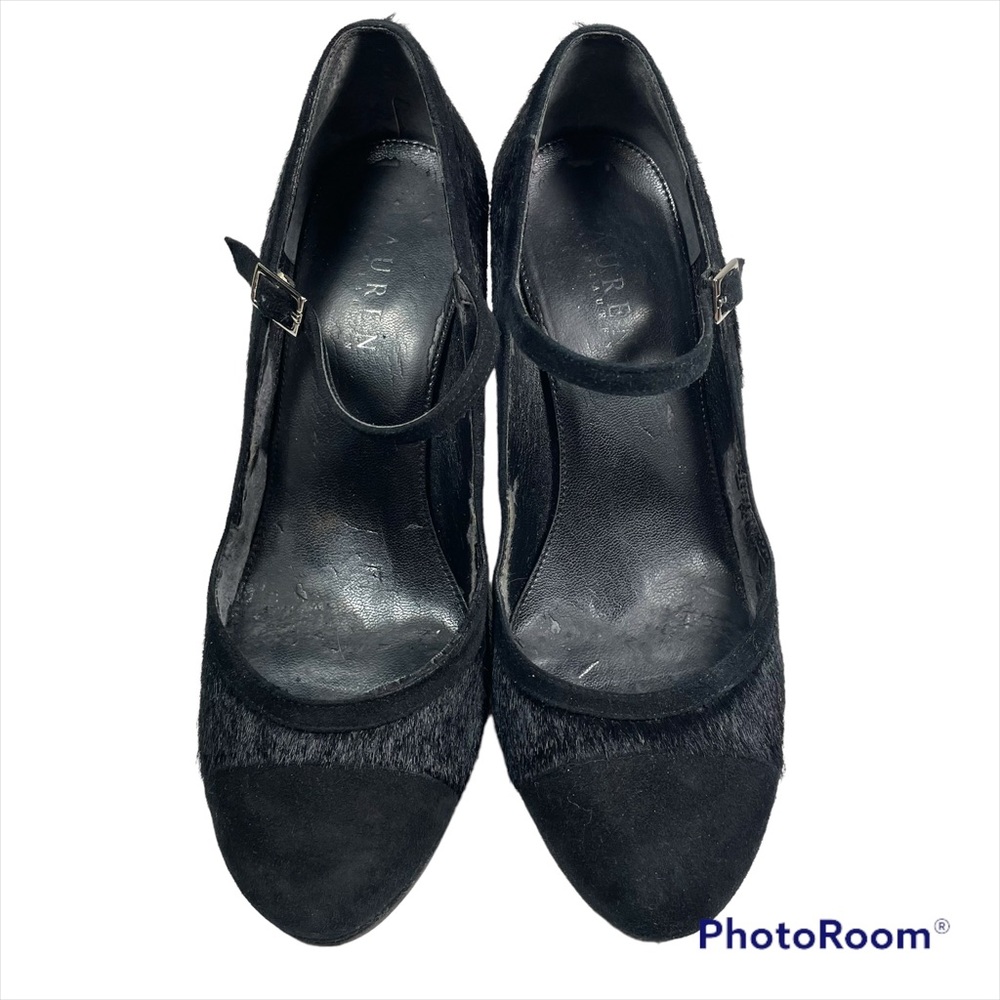 Lauren Ralph Lauren black cowhide black suede Mary Janes pumps Size 6 - Picture 2 of 10